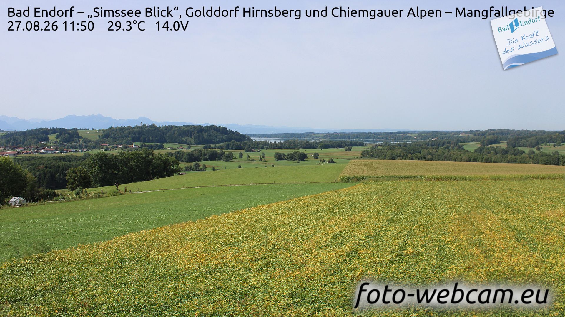 Bad Endorf: Blick über den Simssee auf Wendelstein und Mangfallgebirge