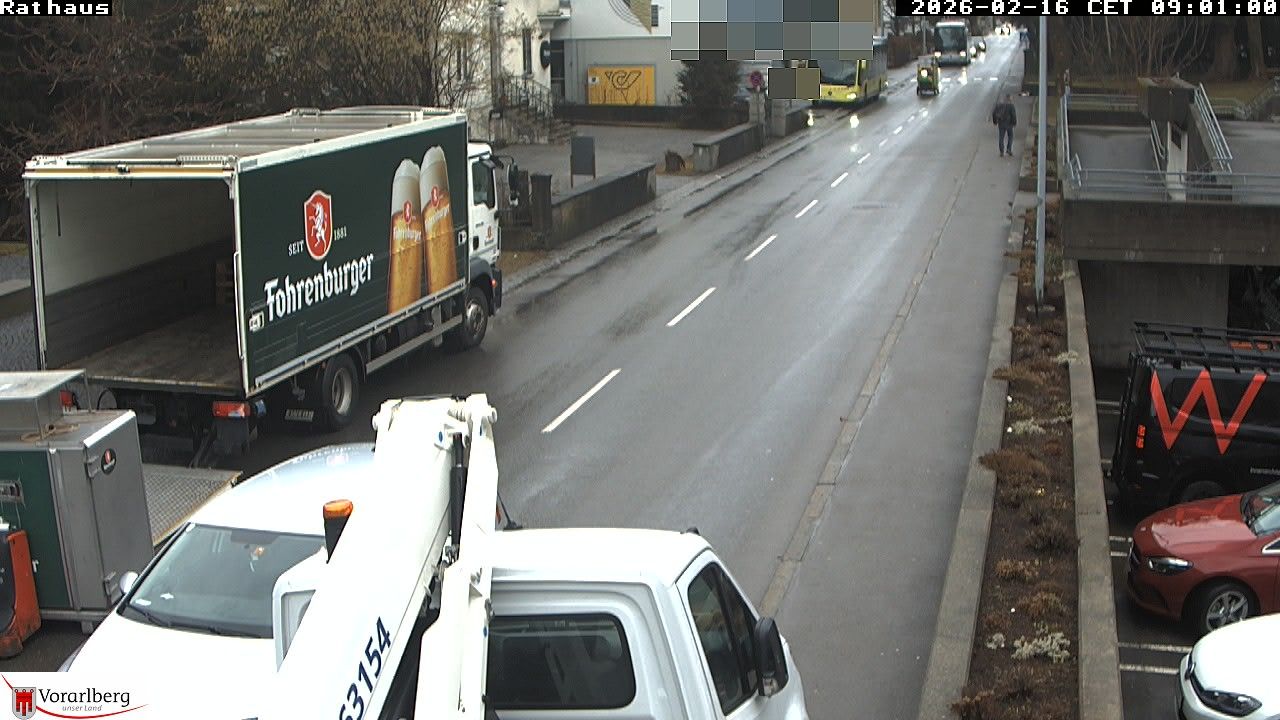 Stadt Bludenz: L190 Vorarlberger Straße, km 3,24 − Rathaus − Blickrichtung Bregenz