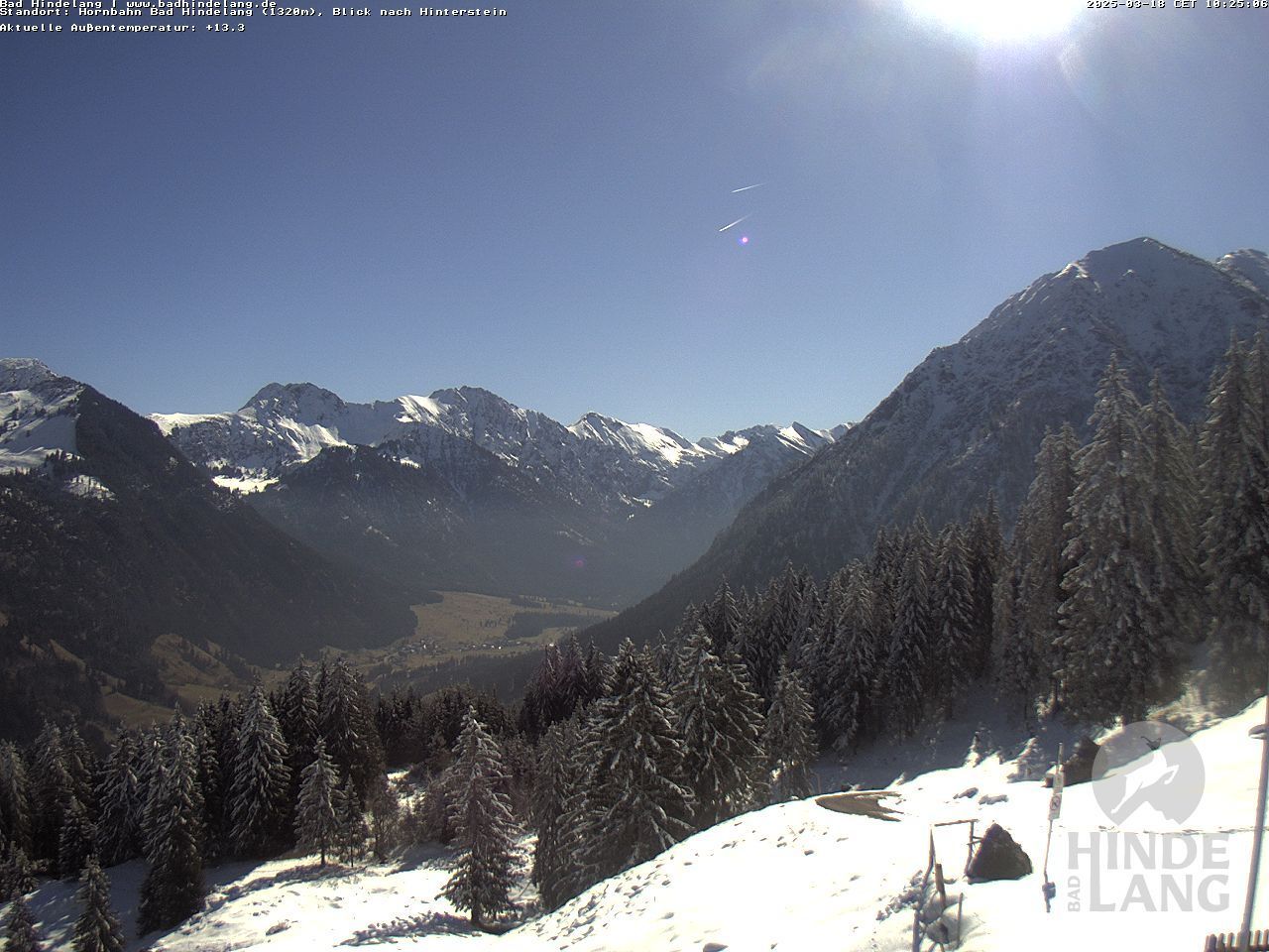 Bad Hindelang › South-East: Hornbahn in - Berggasthaus „Zum Oberen Horn“, Blick nach Hinterstein