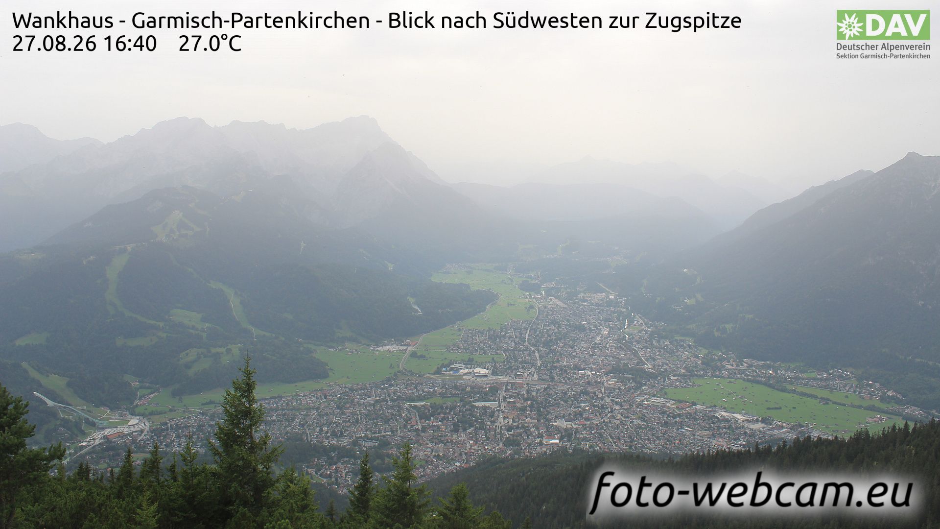 Partenkirchen: Wankhaus - Garmisch - Blick nach Südwesten zur Zugspitze