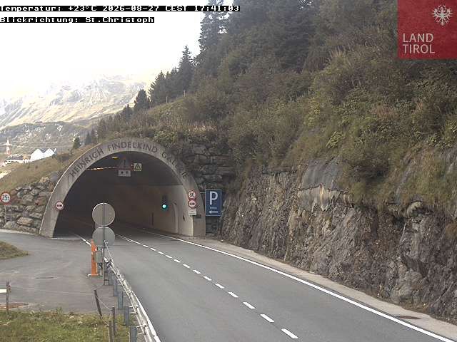Gemeinde Sankt Anton am Arlberg: Sankt Christoph am Arlberg - Österreich: B 197 Arlbergstraße, St.Christoph Schmittentunnel Süd Blickrichtung St.Christoph