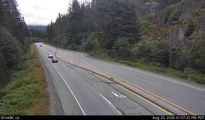 Whistler Resort Municipality › South: Hwy 99, near Brew Creek Forest Service Rd, about 17 KM southwest of Whistler, looking south