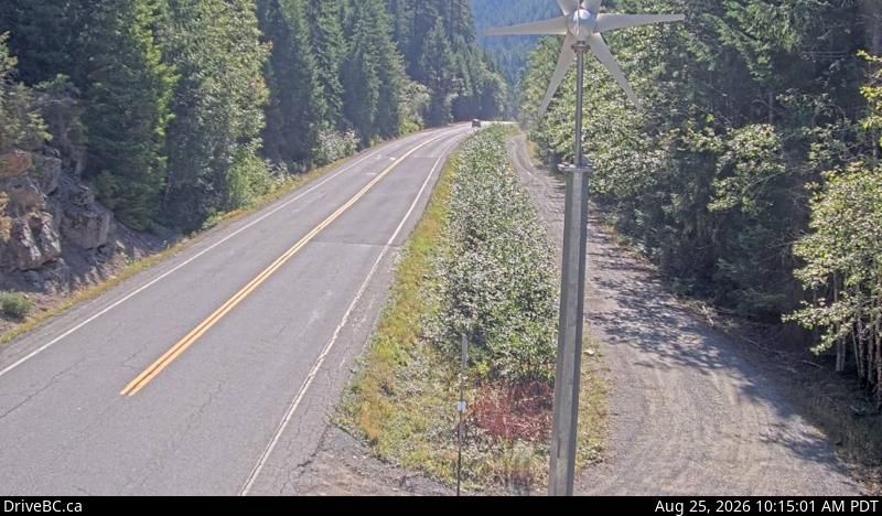 Bridal Falls › East: Hwy 28, (Gold River Hwy), at Crest Lake, about 14 km east of Gold River, looking east