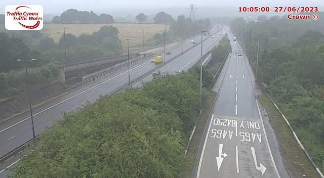 Llandarcy: M4 eastbound at junction