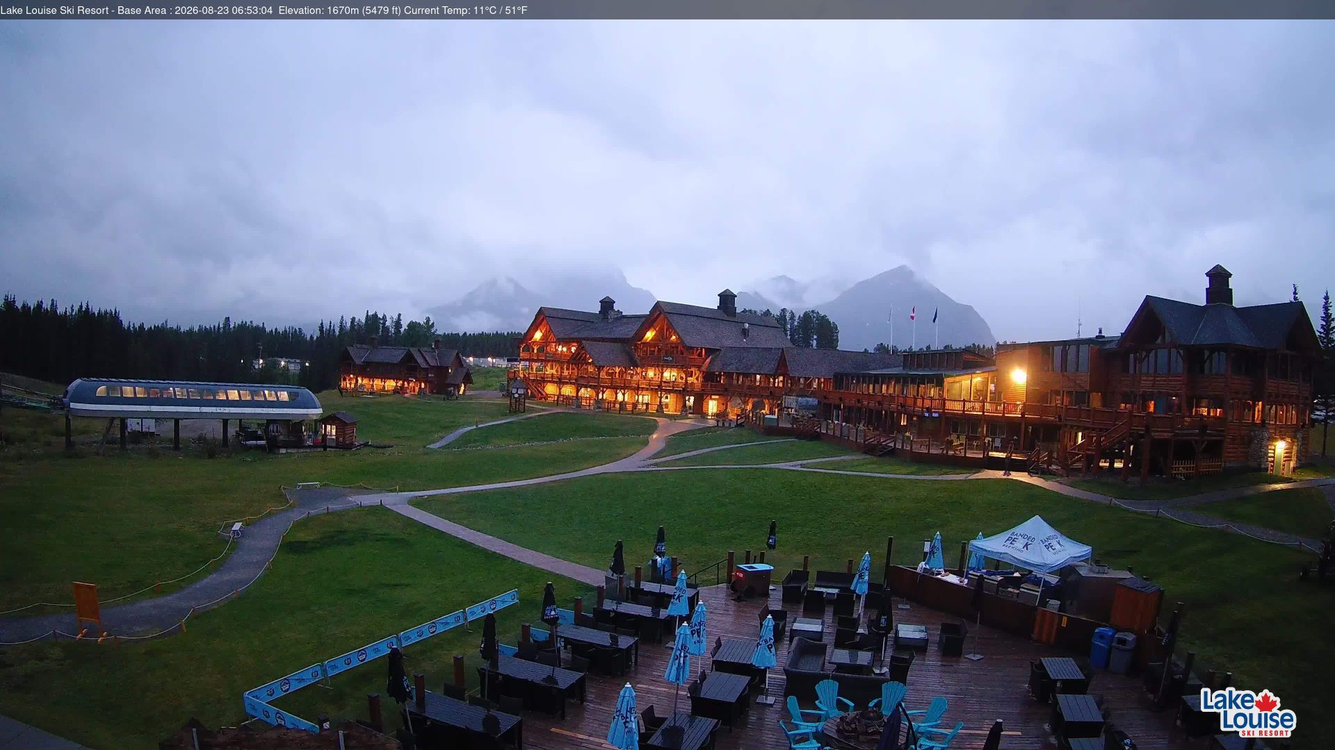 Lake Louise: Ski Area: Base area, Cam 2 - View from the Kokanee Kabin