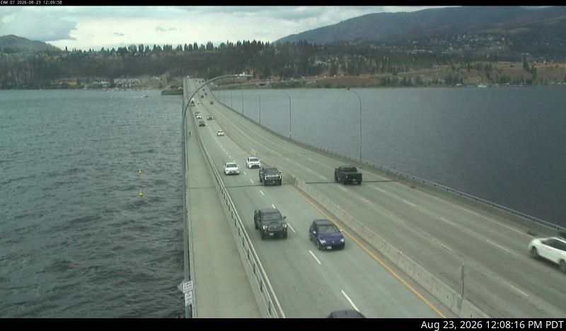 Kelowna › West: East end of WR Bennett Bridge connecting - and West - looking west