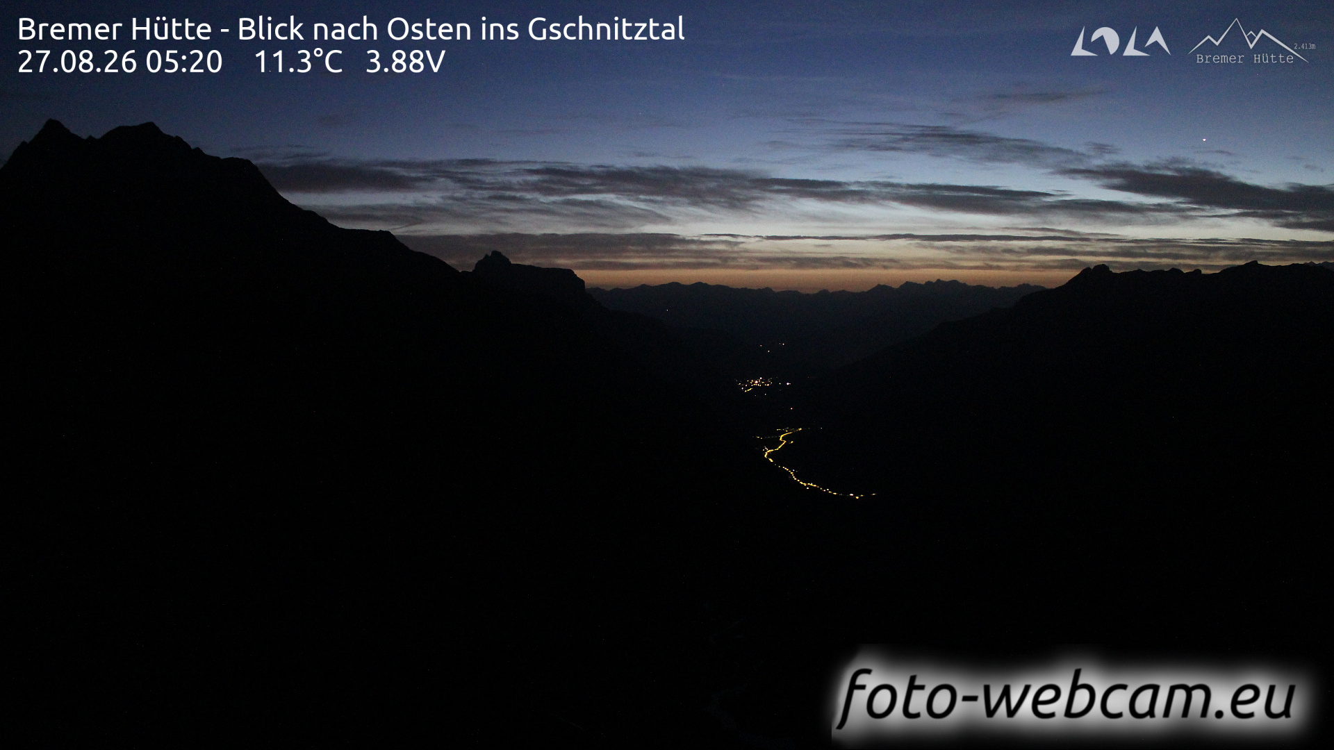 Webcam Gschnitz: HD Panorama Bremer Hütte