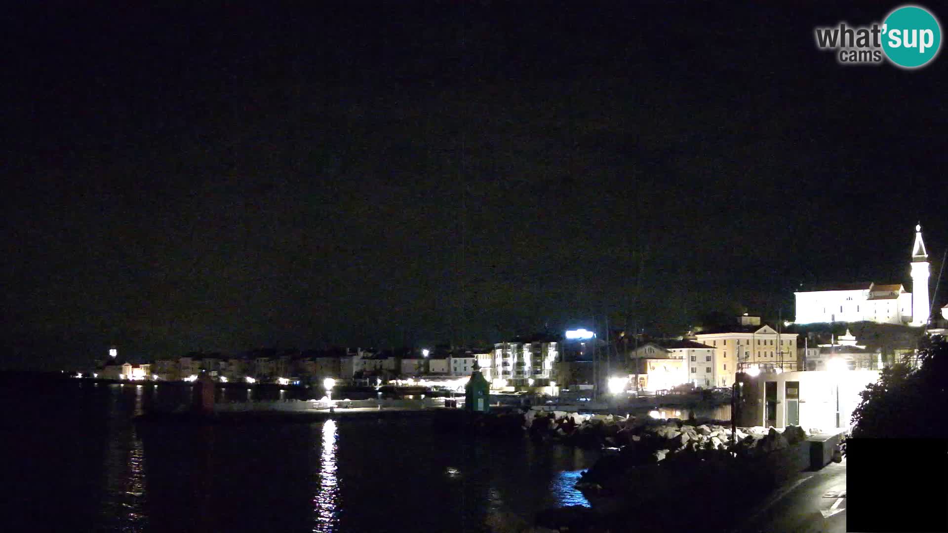 Webcam Piran: View towards Punta and Mandrač