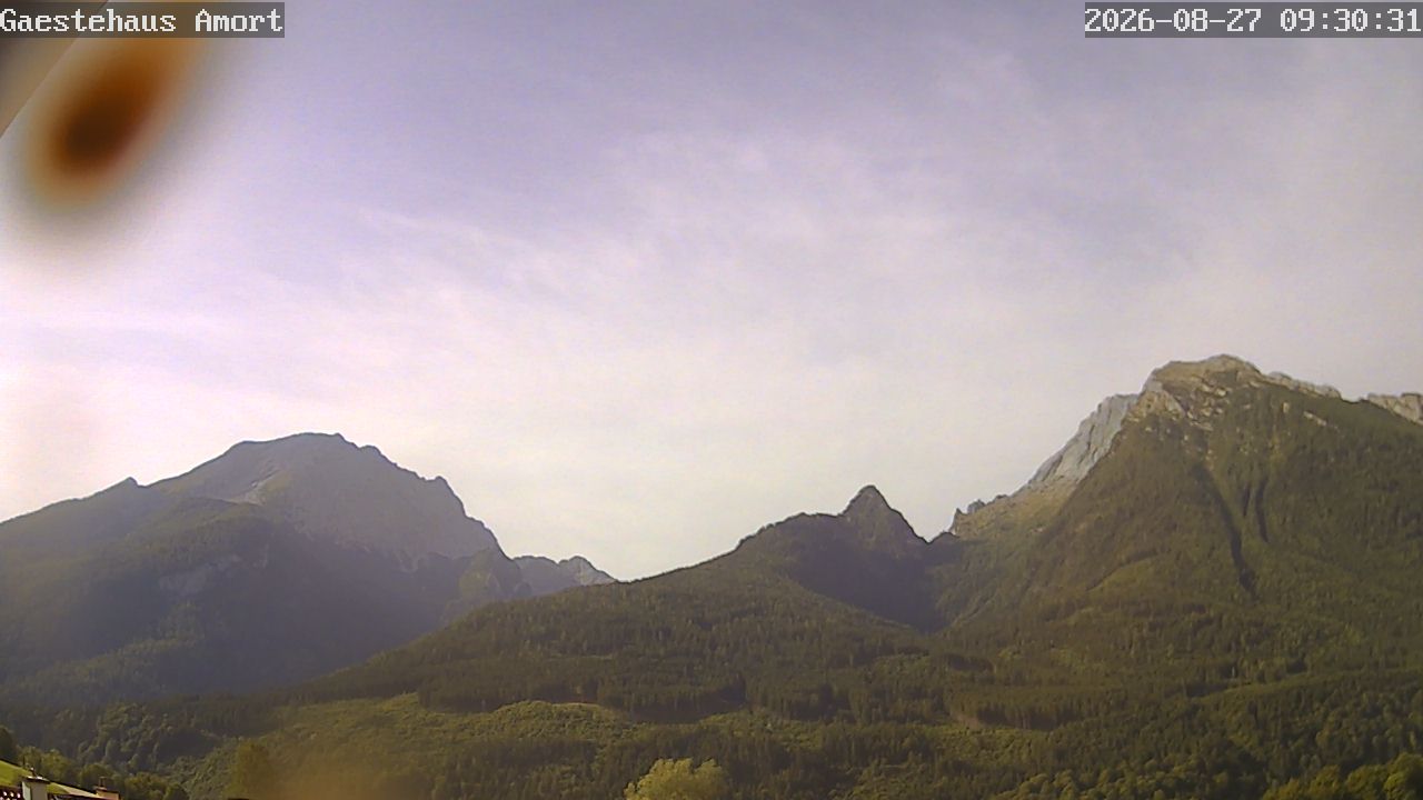 Ramsau bei Berchtesgaden: Gästehaus Amort - Ihr Uhrlaub in Ramsau Webcam Blick auf den Steinberg und Hochkalter