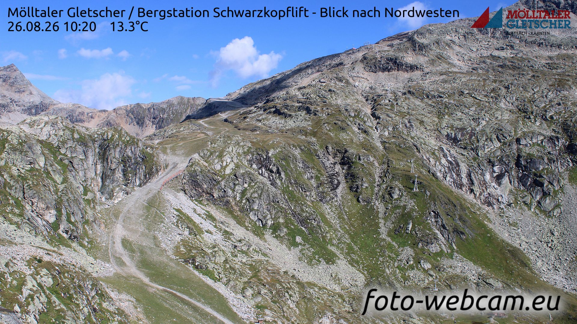 Gemeinde Sankt Gallenkirch: Mölltaler Gletscher - Bergstation Schwarzkopflift - Blick nach Nordwesten