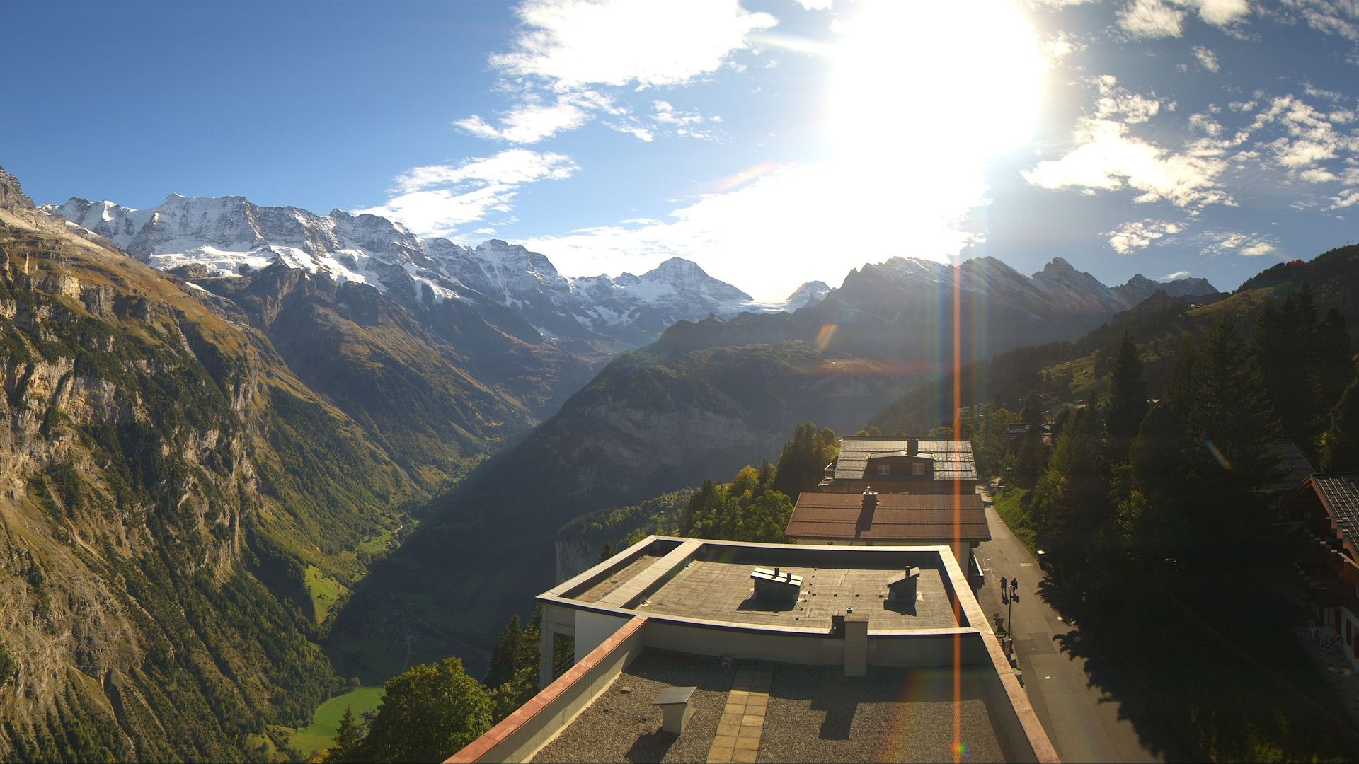 Murren: Eiger Mönch Silberhorn vom Hotel Edelweiss*** in - aus gesehen