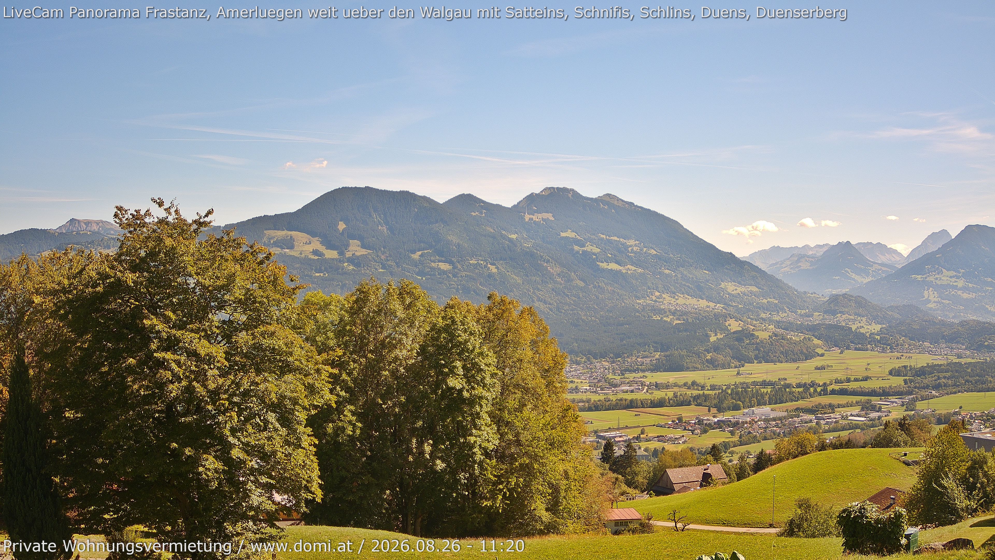 Webcam Amerlügen: Panorama Walgau, Satteis, Sonntag, Schnifis, Dafins, Schlins, Nüziders