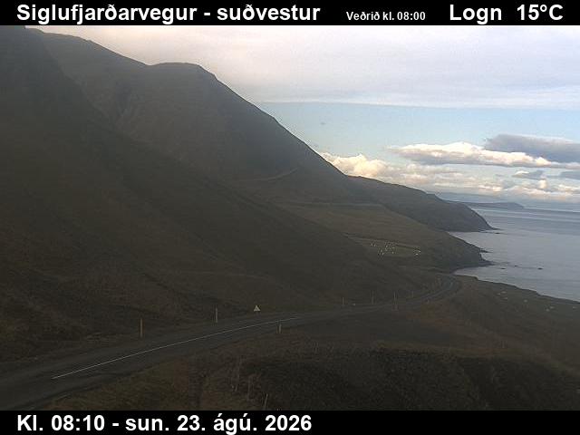 Webcam Siglufjörður: Route 76 Southwestwards