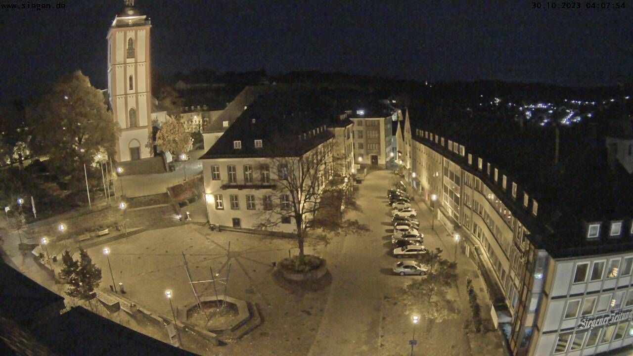 Siegen: Evangelical Nikolaikirche Siegen - Stadt Siegen, Rathaus - Marktplatz
