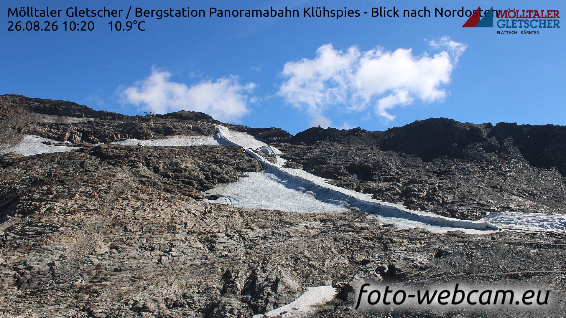 Innerfragant: Mölltaler Gletscher - Bergstation Panoramabahn Klühspies - Blick nach Nordosten