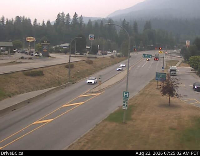 Big Eddy Settlement › North-East: Hwy 1 at east end of Columbia River Bridge in Revelstoke, looking east