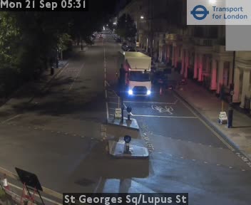 St Georges Sq/Lupus St West zoom - Clavert Street jct