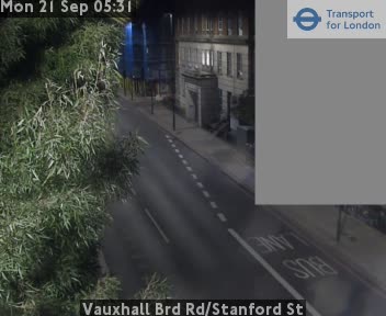 Vauxhall Brd Rd/Stanford St Zoom west twds Rochester Row jct