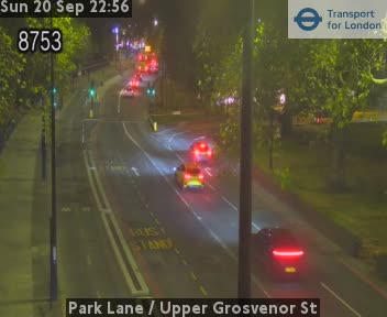 Park Lane / Upper Grosvenor St North - towards Marble Arch