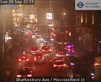 Shaftesbury Ave / Macclesfield St East zoom - Greek Street jct and Cambridge Circus