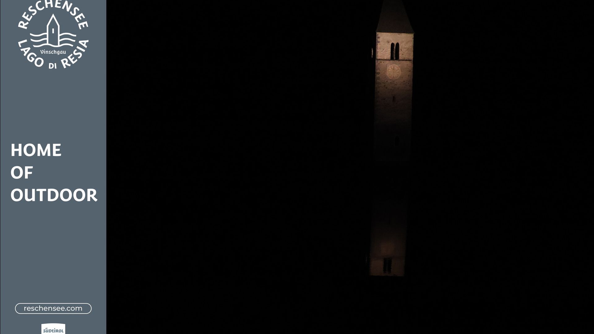 Graun - Curon Venosta: Kirchturm von Altgraun - Reschensee