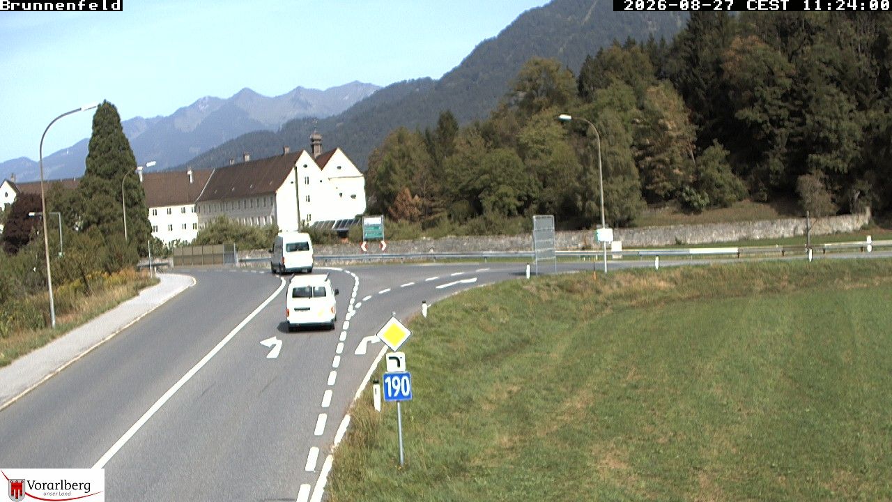 Stadt Bludenz: L190 Vorarlberger Straße, km 0,82 − Brunnenfeld − Blickrichtung Montafon