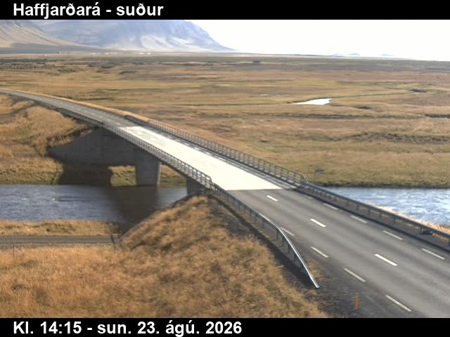 Webcam Haffjarðará: Haffjarðará towards South