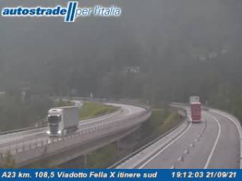 Webcam Tarvisio: Traffic A23 - KM 108,5 - Viadotto Fella X itinere sud