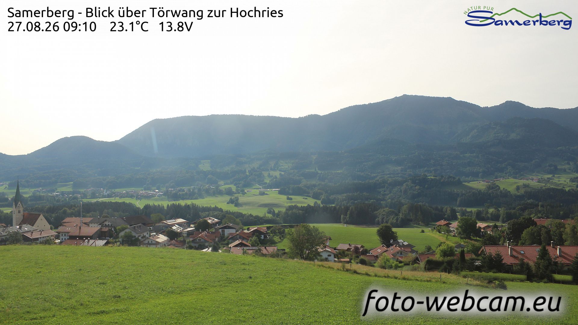 Samerberg: Blick über Törwang zur Hochries