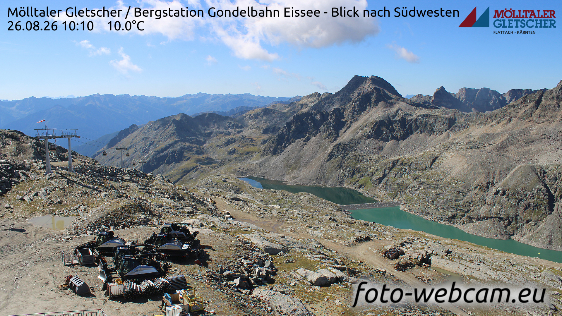Webcam Glacier Mölltal: HD Panorama Gletscher - Eissee