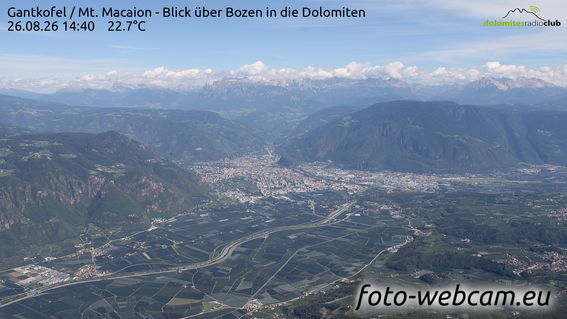 Webcam Gantkofel: HD Panorama Bolzano
