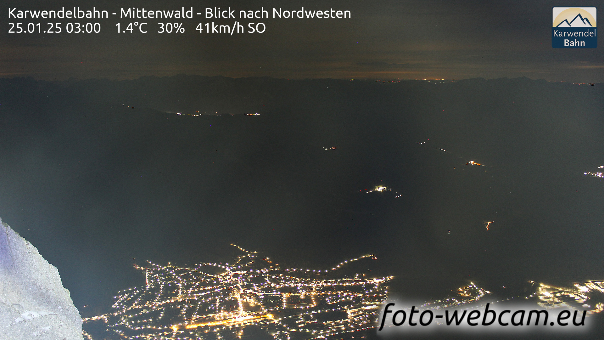 Webcam Mittenwald: HD-Panorama Karwendelbahn-Bergstation