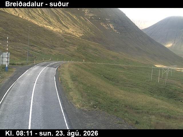 Webcam Breiðadalur: Route 60 (Breiðadals- og Botnsheiðargöng) Southwards