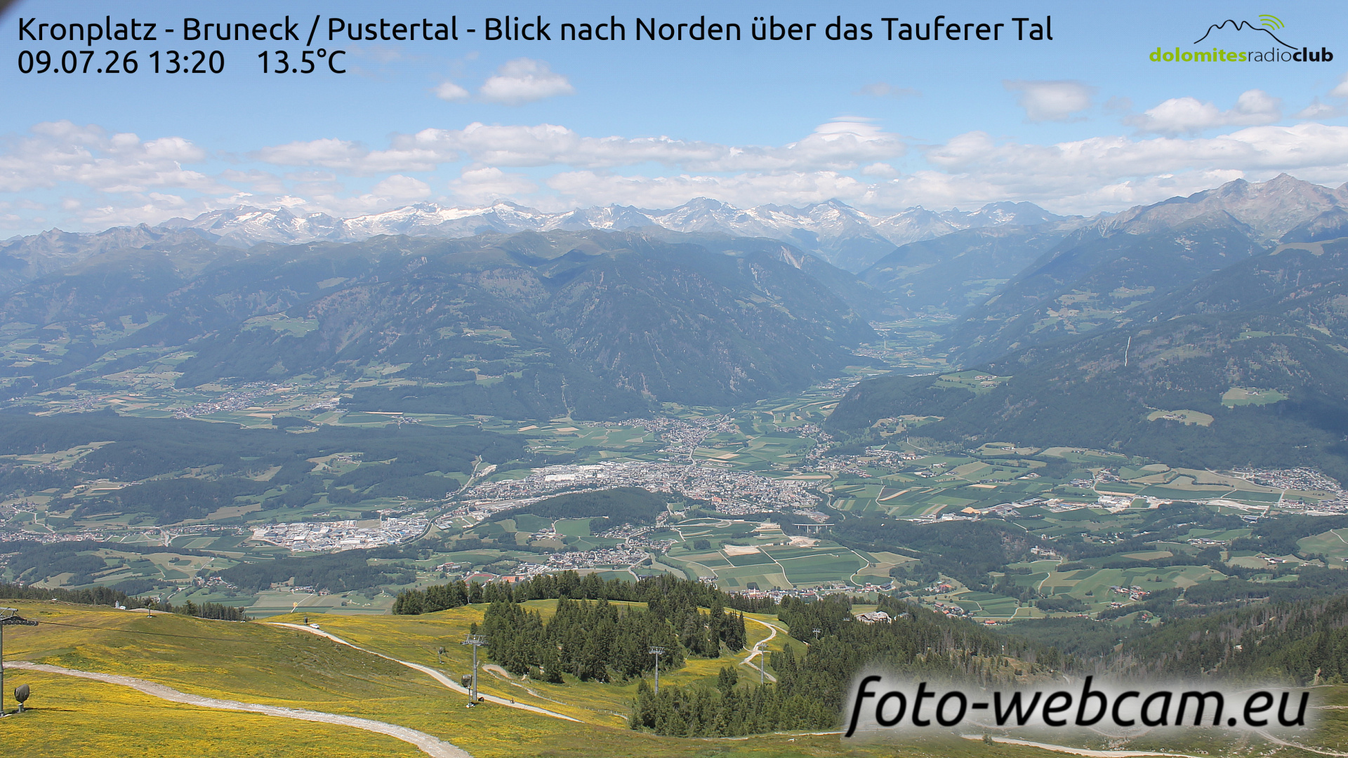 Webcam Kronplatz: HD-Panorama Bruneck and Tauferer Tal