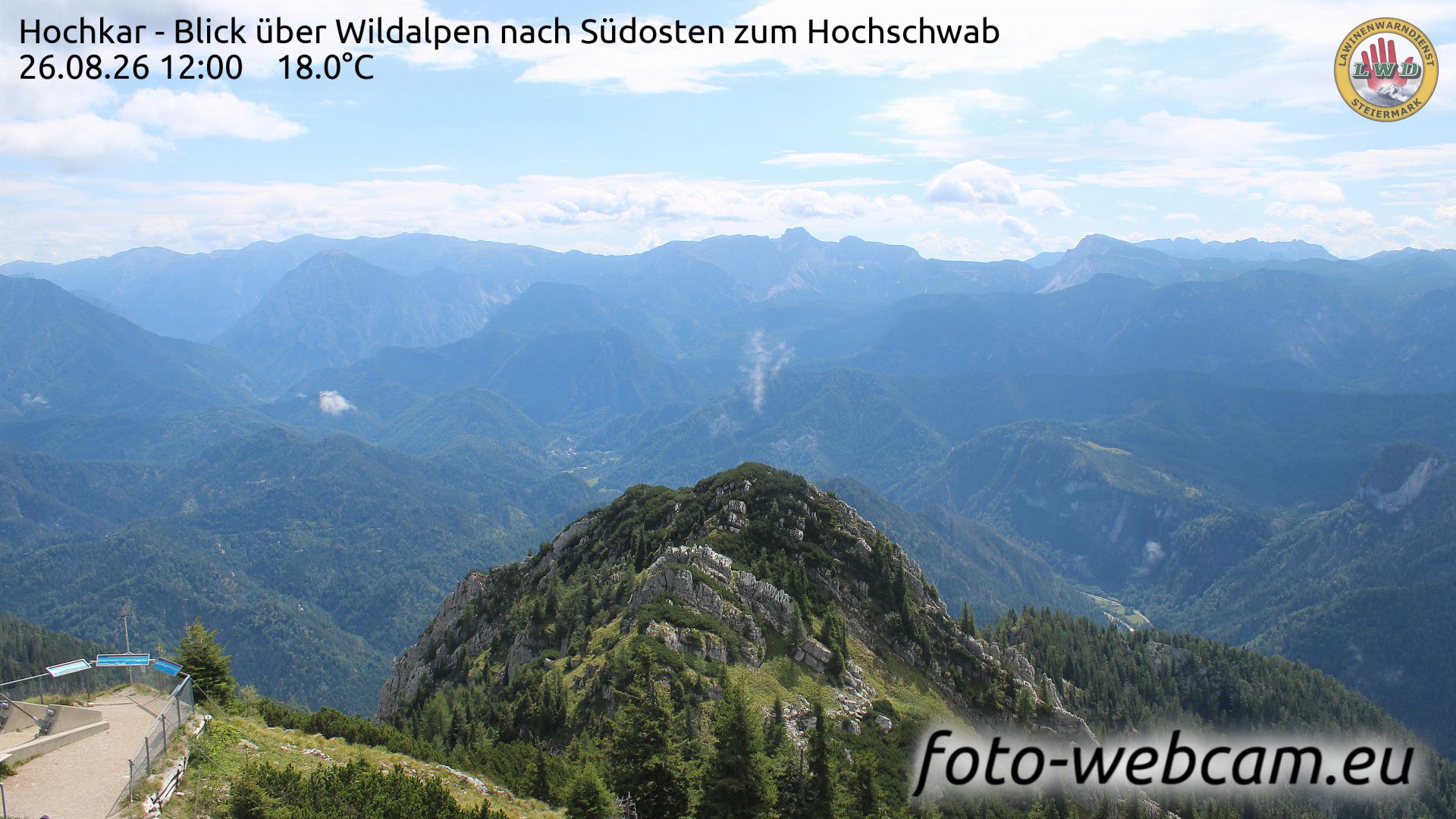 Gemeinde Gostling an der Ybbs: Hochkar - Blick über Wildalpen nach Südosten zum Hochschwab