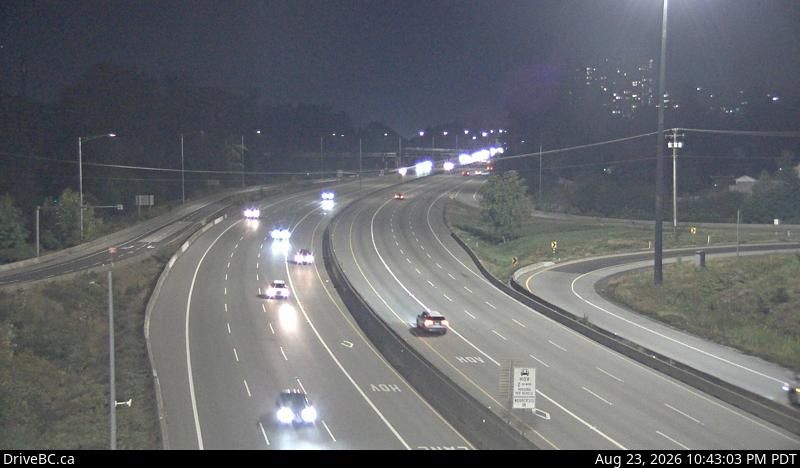 New Westminster › West: Hwy 1 in Coquitlam, west of the Brunette Ave overpass, looking west