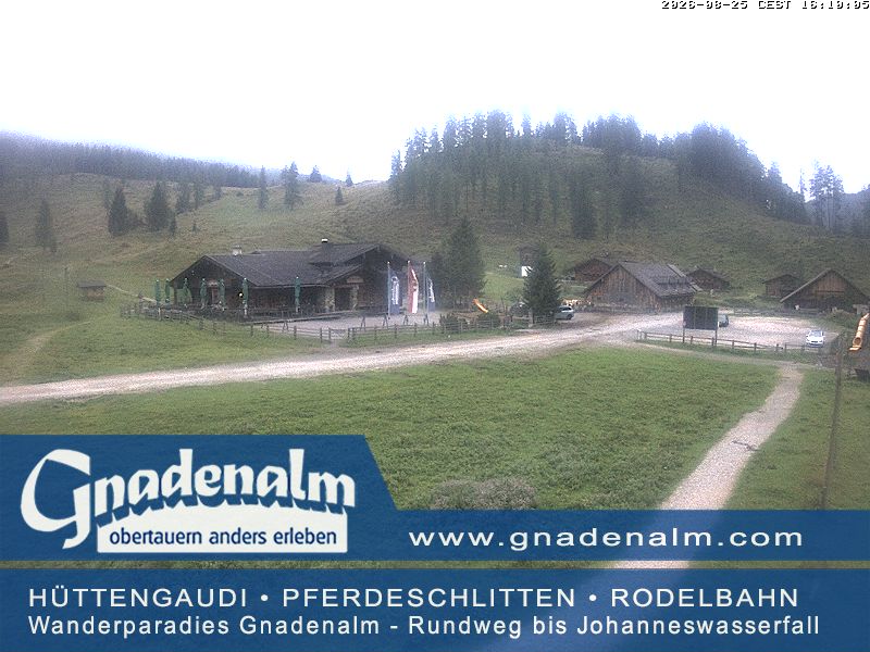 Webcam Obertauern - Gnadenalm: Obertauern Gnadenalm Höhenloipe Beleuchtete Rodelbahn