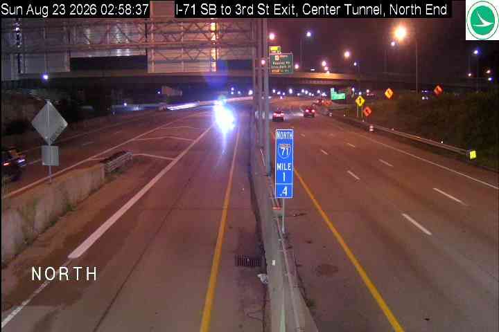 Pendleton: I-71 SB to 3rd St Exit, Center Tunnel, North End