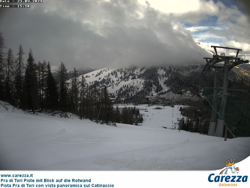 Karersee - Carezza: Latemar - Pra di Tori Piste mit Blick auf die Rotwand