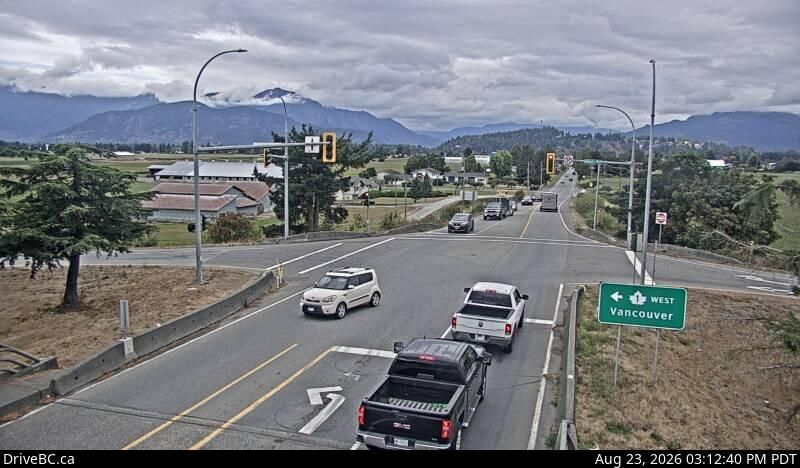 Chilliwack › North: Prest Rd at Hwy 1, in - looking north
