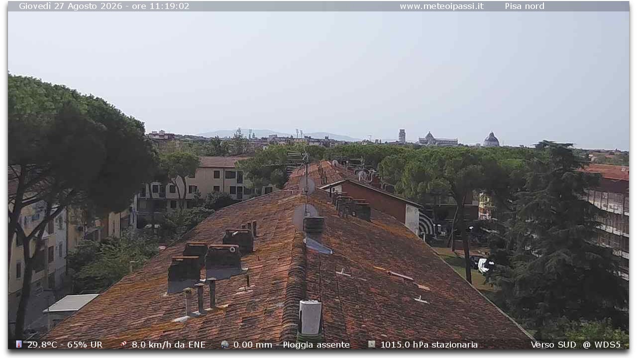 Webcam Pisa: View towards Leaning Tower, Cathedral, Baptistery