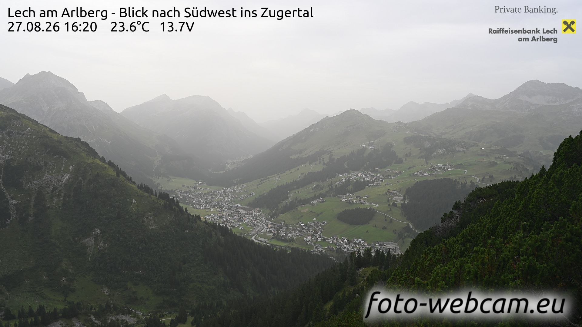 Gemeinde Lech: Lech am Arlberg - Blick nach Südwest ins Zugertal