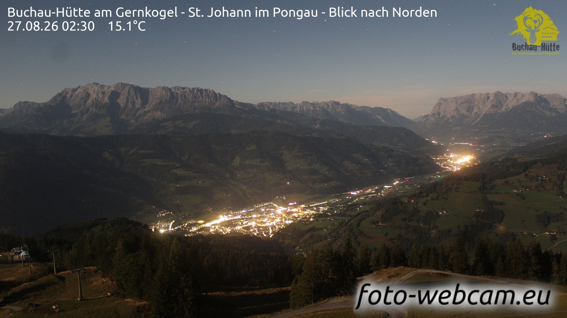 Sankt Johann im Pongau: Buchau-Hütte am Gernkogel - St. Johann im Pongau - Blick nach Norden