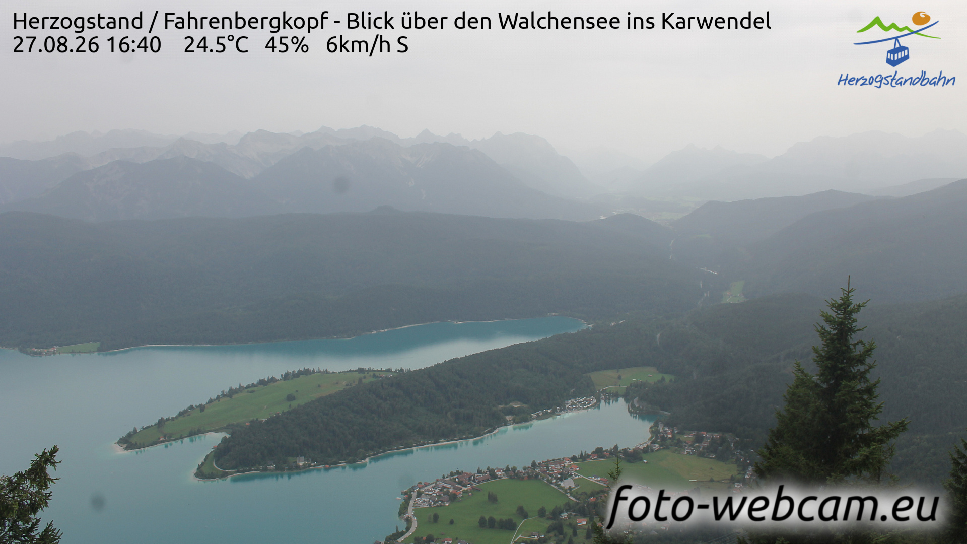 Webcam Kochel am See: HD-Panorama Walchensee
