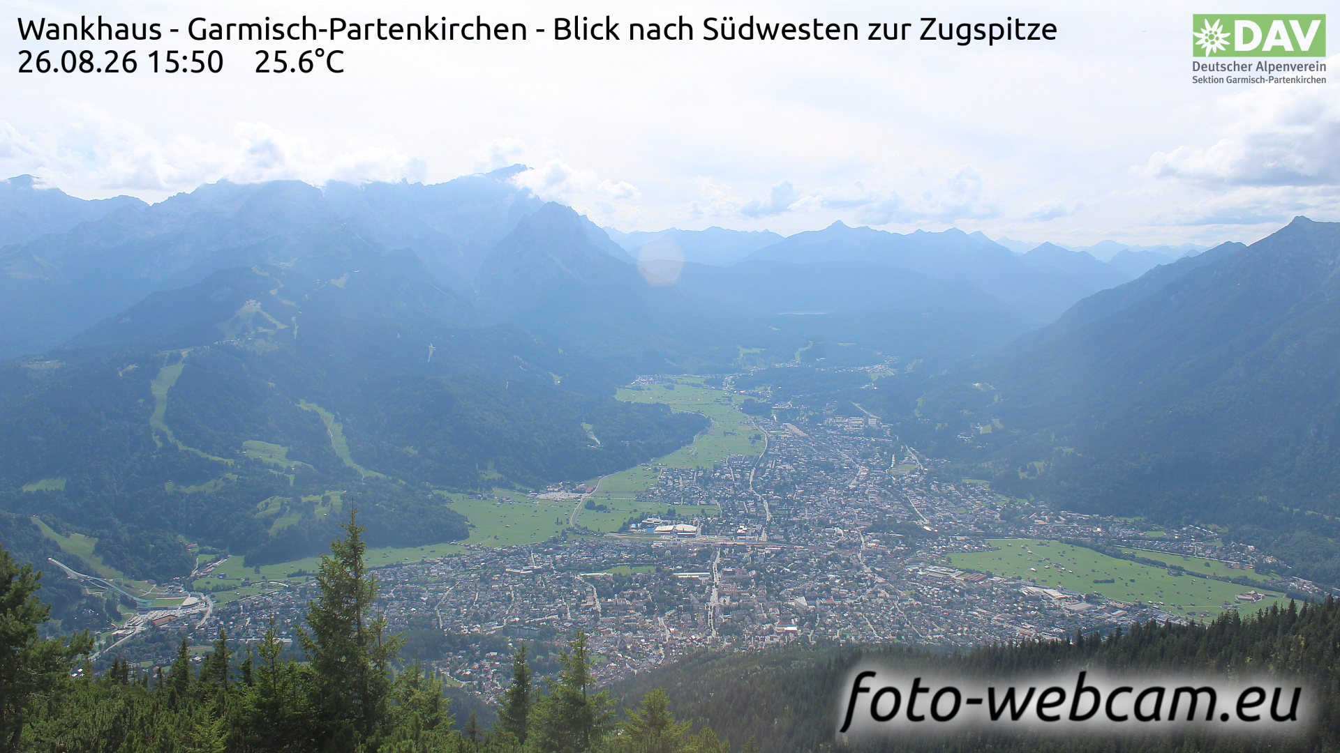 Webcam Garmisch-Partenkirchen: HD Panorama from the Wankhaus