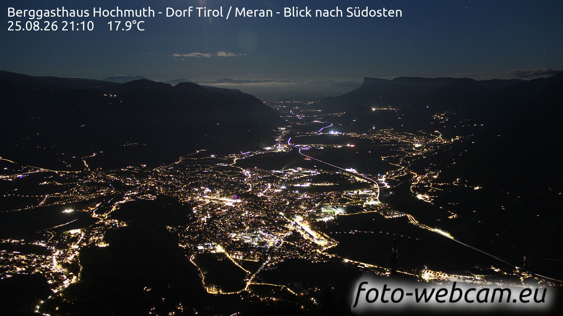 Tirol - Tirolo: Berggasthaus Hochmuth - Dorf - Meran - Blick nach Südosten