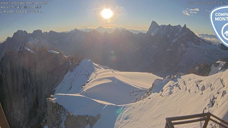 Les Bossons: From Aiguille du Midi (3.800 mts) looking to East