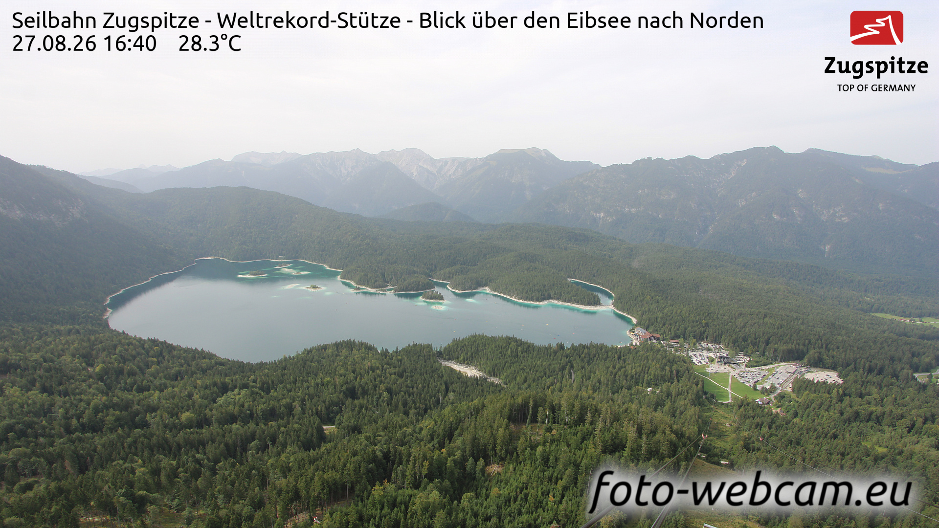 Webcam Zugspitze: View towards the Eibsee