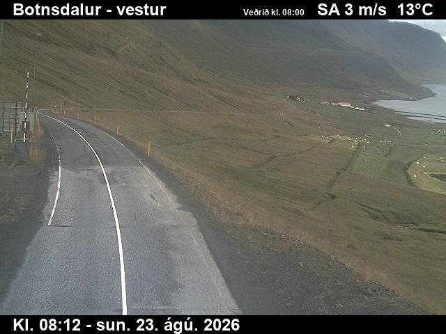 Webcam Botnsdalur: Route 65 (Breiðadals- og Botnsheiðargöng) Westwards