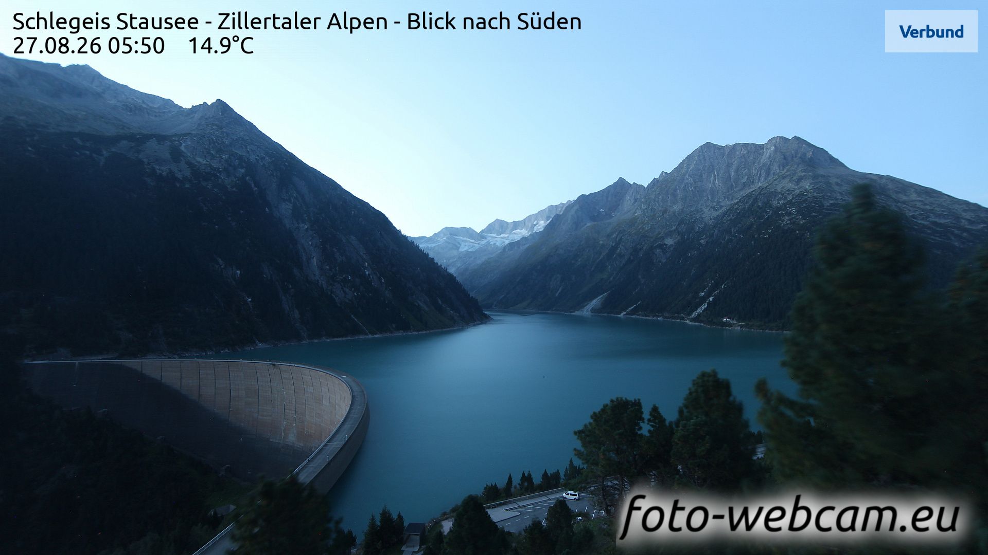 Marktgemeinde Mayrhofen: Schlegeis Stausee - Zillertaler Alpen - Blick nach Süden